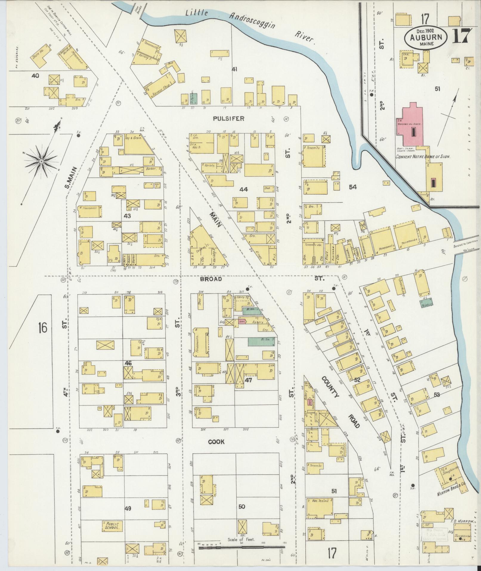 Sanborn Fire Insurance Map from Auburn, Androscoggin County, Maine (1902), Sheet #0017 - Complete Map Set gallery image, historic Sanborn map, vintage wall art, Maine Maine