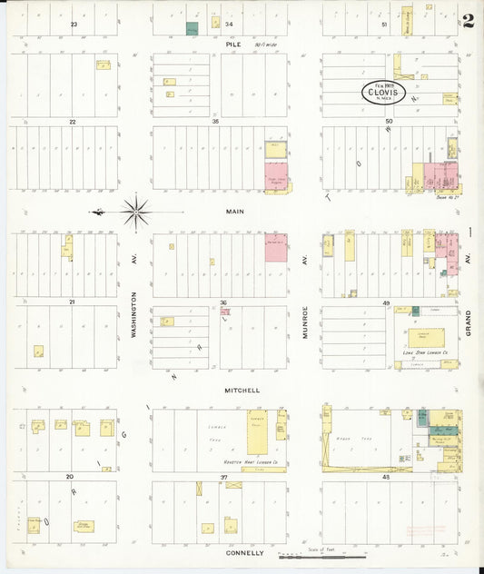 Sanborn Fire Insurance Map from Clovis, Curry County, New Mexico (1909), Sheet #0002 - Historic Sanborn Fire Insurance Map Print, vintage old map wall art, antique decor, genealogy gift, New Mexico New Mexico map