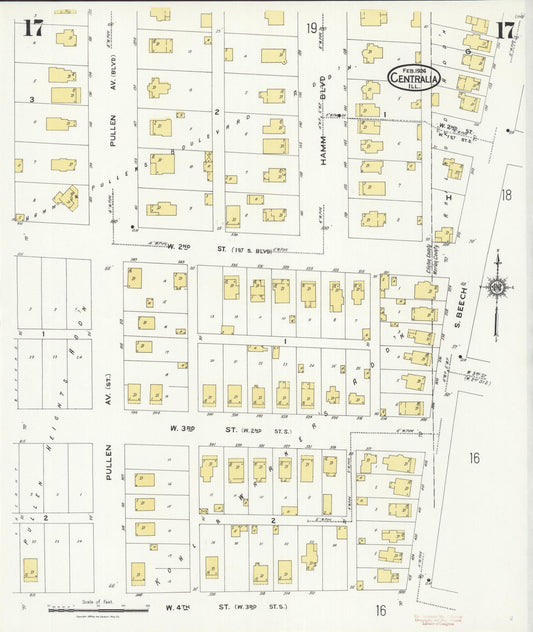 Sanborn Fire Insurance Map from Centralia, Marion, Clinton, Jefferson, and Washington Counties, Illinois (1924), Sheet #0017 - Historic Sanborn Fire Insurance Map Print, vintage old map wall art, antique decor, genealogy gift, Illinois Illinois map