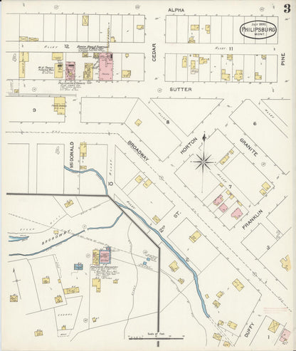 Sanborn Fire Insurance Map from Philipsburg, Granite County, Montana (1892), Sheet #0003 - Complete Map Set gallery image, historic Sanborn map, vintage wall art, Montana Montana