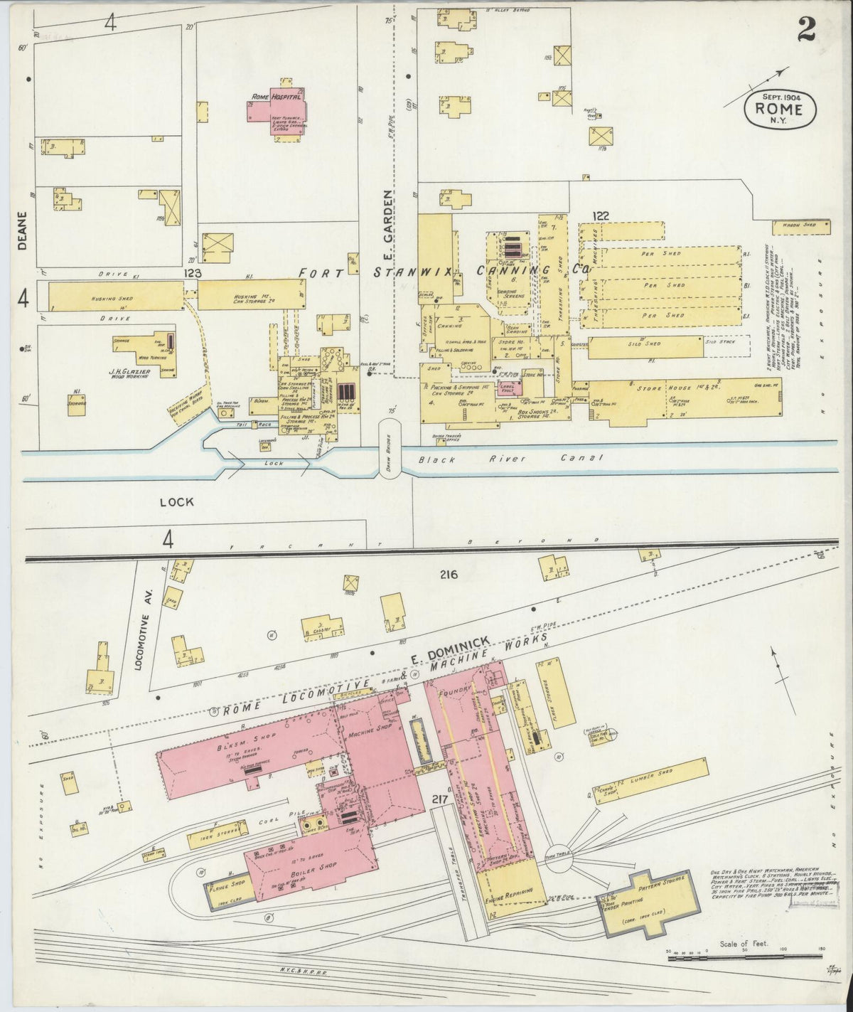 Sanborn Fire Insurance Map from Rome, Oneida County, New York (1904), Sheet #0002 - Historic Sanborn Fire Insurance Map Print, vintage old map wall art, antique decor, genealogy gift, New York New York map