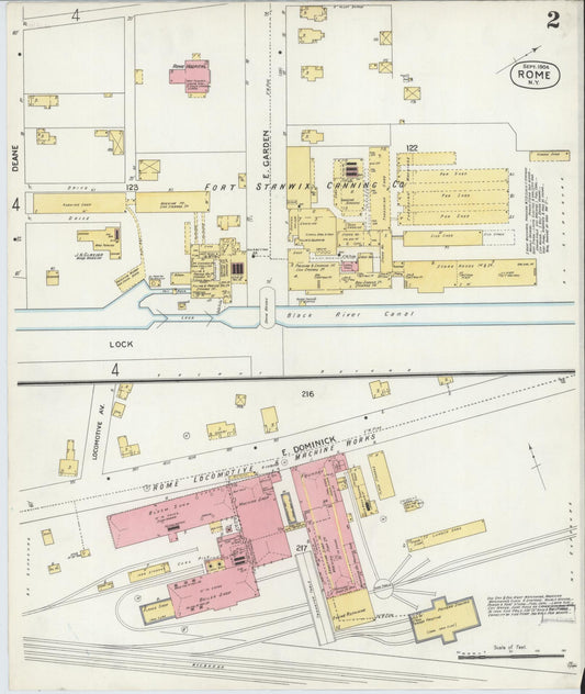 Sanborn Fire Insurance Map from Rome, Oneida County, New York (1904), Sheet #0002 - Historic Sanborn Fire Insurance Map Print, vintage old map wall art, antique decor, genealogy gift, New York New York map