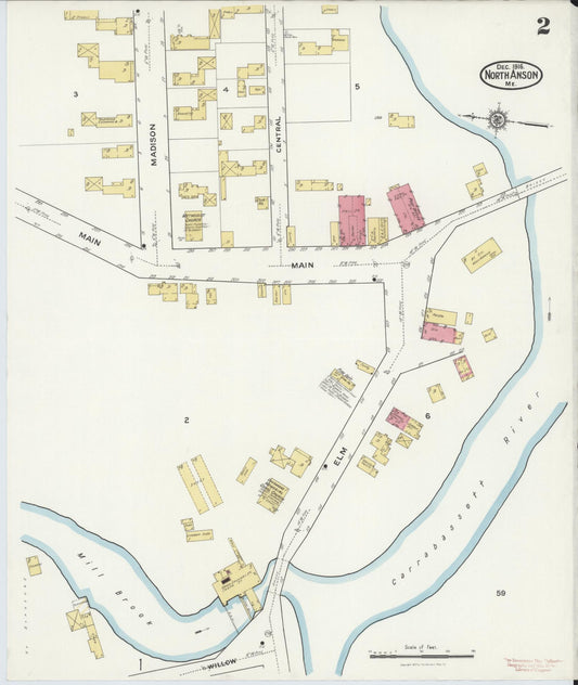 Sanborn Fire Insurance Map from North Anson, Somerset County, Maine (1916), Sheet #0002 - Historic Sanborn Fire Insurance Map Print, vintage old map wall art, antique decor, genealogy gift, Maine Maine map