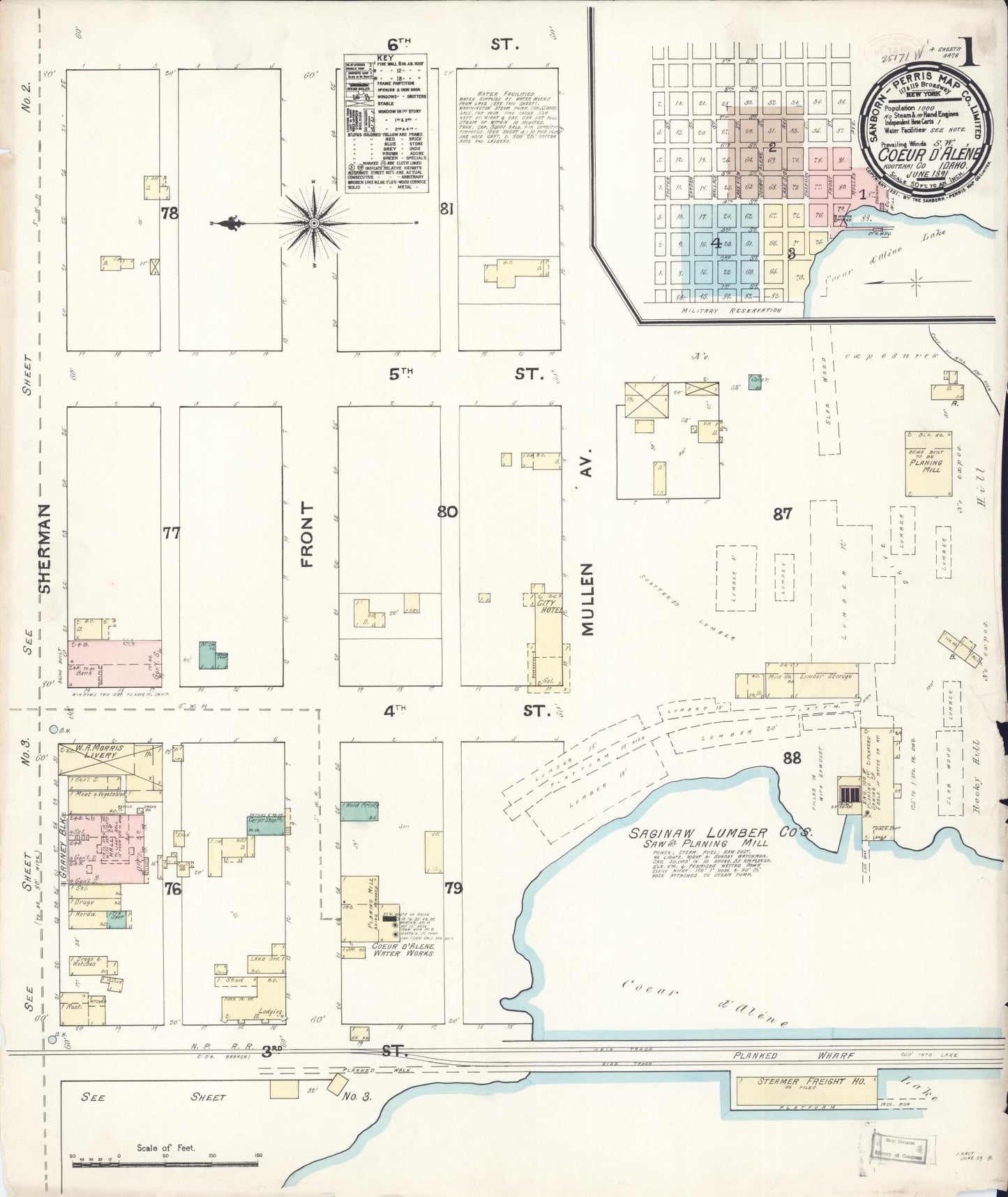 Sanborn Fire Insurance Map from Coeur D'alene, Kootenai County, Idaho. (1891) – Historic Sanborn Fire Insurance Map Print