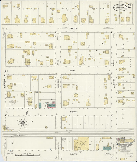Sanborn Fire Insurance Map from Cerro Gordo, Piatt County, Illinois (1909), Sheet #0002 - Historic Sanborn Fire Insurance Map Print, vintage old map wall art, antique decor, genealogy gift, Illinois Illinois map