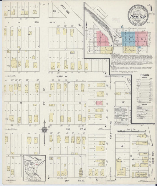 Sanborn Fire Insurance Map from Proctor, Saint Louis County, Minnesota (1914), Sheet #0001 - Complete Map Set gallery image, historic Sanborn map, vintage wall art, Minnesota Minnesota