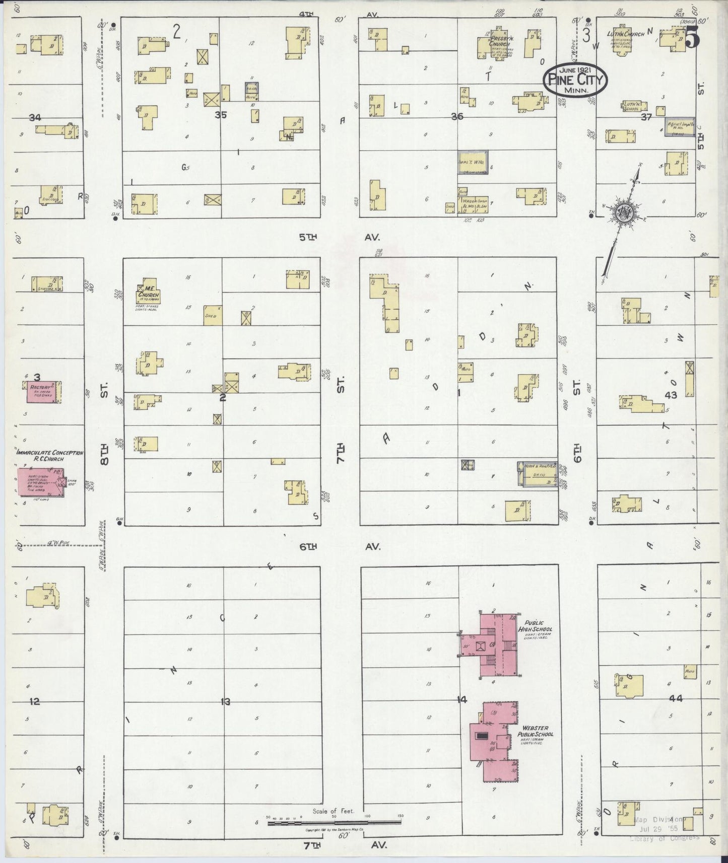 Sanborn Fire Insurance Map from Pine City, Pine County, Minnesota (1921), Sheet #0005 - Complete Map Set gallery image, historic Sanborn map, vintage wall art, Minnesota Minnesota