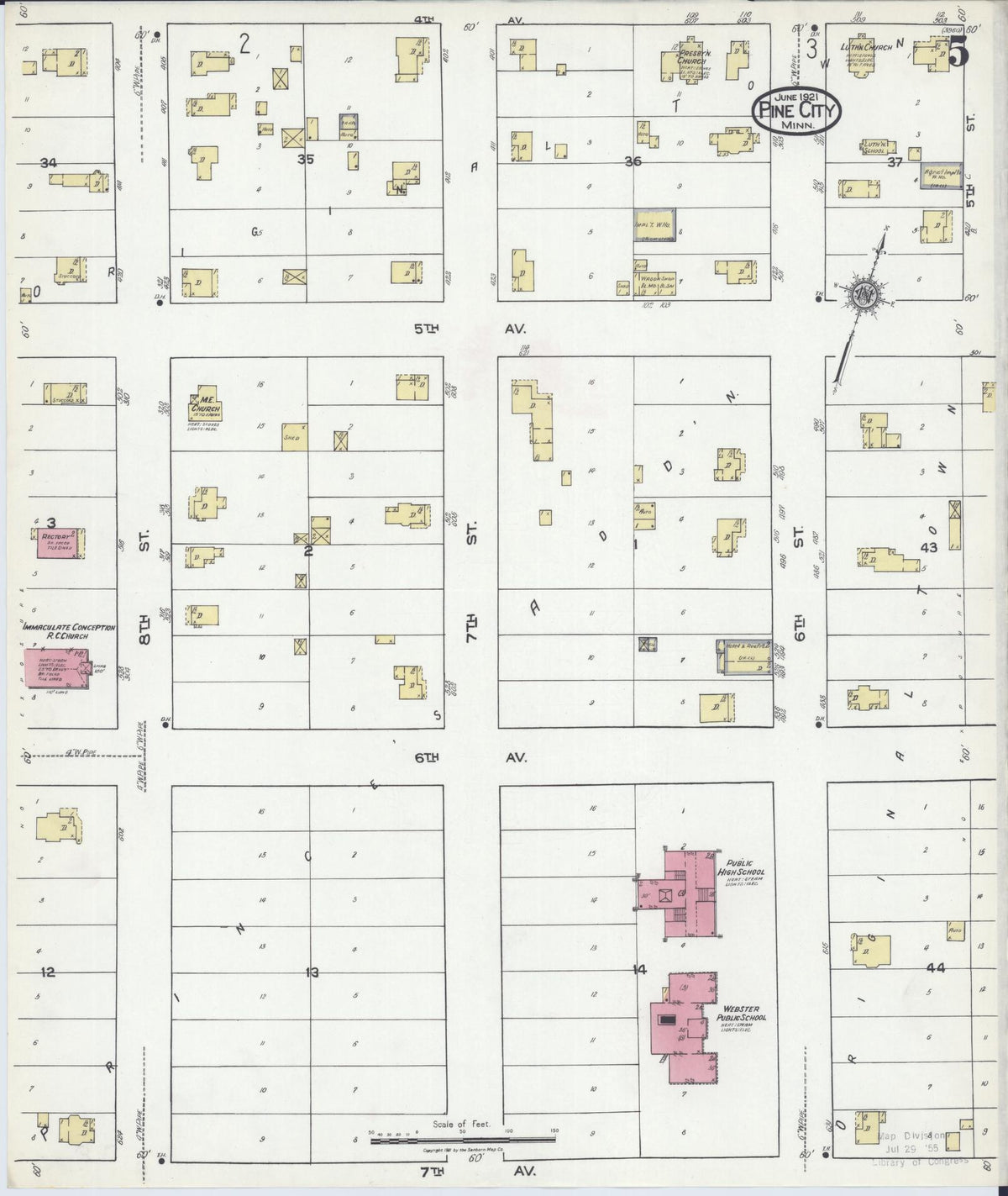 Sanborn Fire Insurance Map from Pine City, Pine County, Minnesota (1921), Sheet #0005 - Complete Map Set gallery image, historic Sanborn map, vintage wall art, Minnesota Minnesota