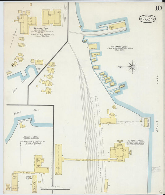 Sanborn Fire Insurance Map from Holland, Ottawa County, Michigan (1896), Sheet #0010 - Historic Sanborn Fire Insurance Map Print, vintage old map wall art, antique decor, genealogy gift, Michigan Michigan map
