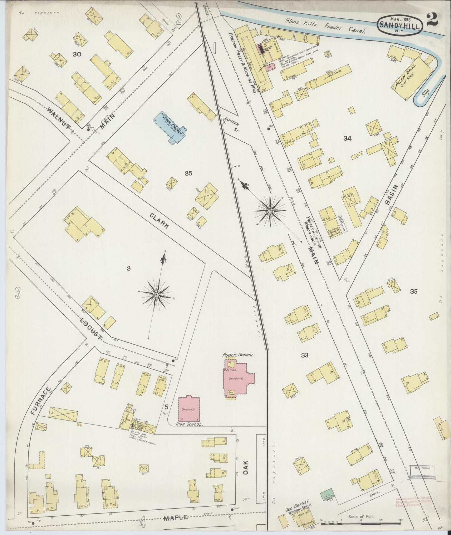 Sanborn Fire Insurance Map from Sandy Hill, Washington County, New York (1895), Sheet #0002 - Complete Map Set gallery image, historic Sanborn map, vintage wall art, New York New York