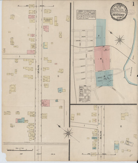 Sanborn Fire Insurance Map from Hackensack, Bergen County, New Jersey. (1885) – Historic Sanborn Fire Insurance Map Print
