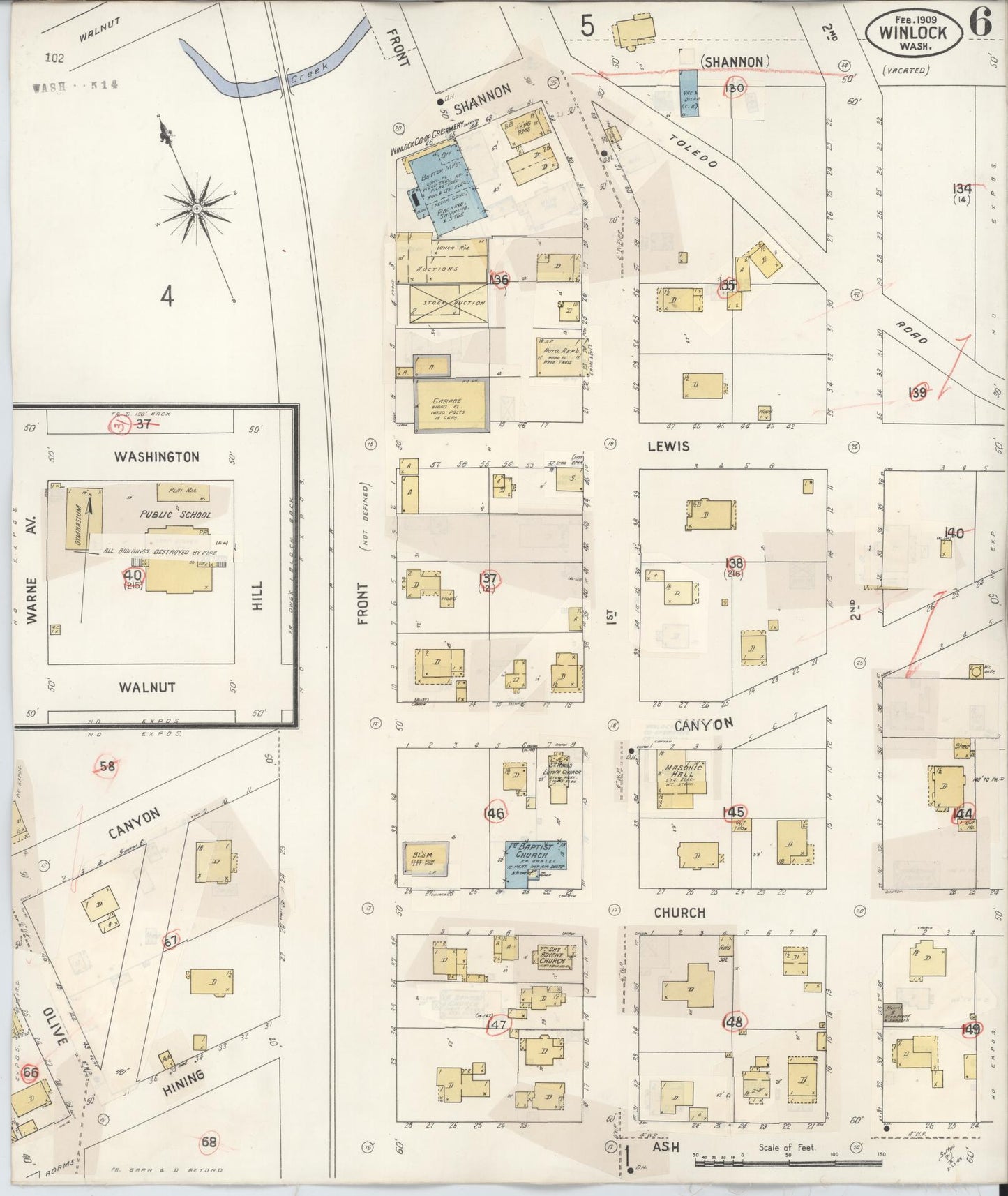 Sanborn Fire Insurance Map from Winlock, Lewis County, Washington (1942), Sheet #0006 - Complete Map Set gallery image, historic Sanborn map, vintage wall art, Washington Washington