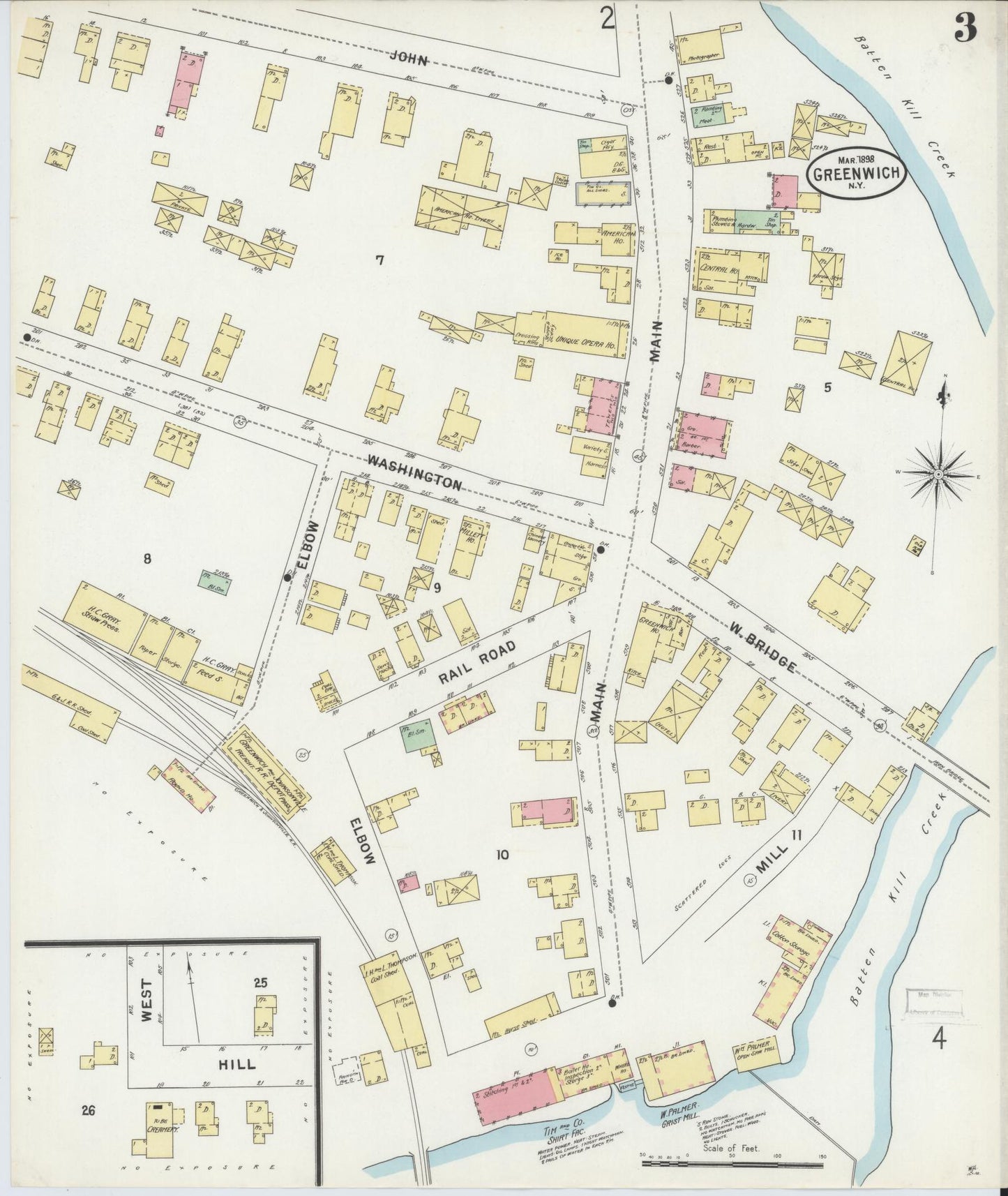 Sanborn Fire Insurance Map from Greenwich, Washington County, New York (1898), Sheet #0003 - Historic Sanborn Fire Insurance Map Print, vintage old map wall art, antique decor, genealogy gift, New York New York map
