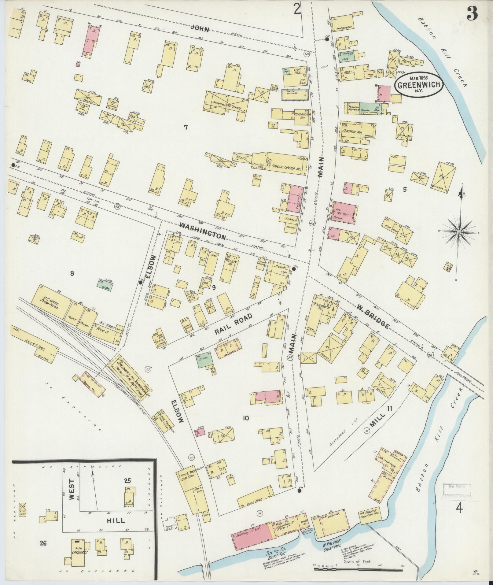 Sanborn Fire Insurance Map from Greenwich, Washington County, New York (1898), Sheet #0003 - Historic Sanborn Fire Insurance Map Print, vintage old map wall art, antique decor, genealogy gift, New York New York map