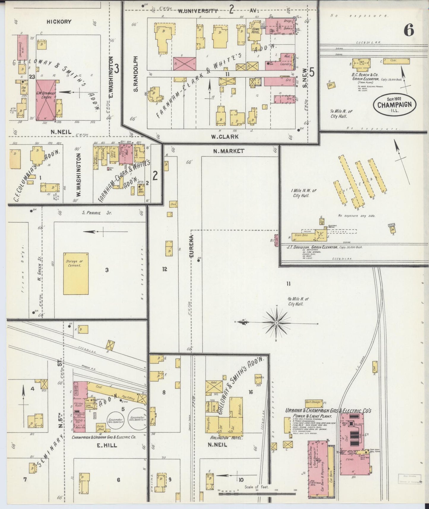Sanborn Fire Insurance Map from Champaign, Champaign County, Illinois (1902), Sheet #0006 - Complete Map Set gallery image, historic Sanborn map, vintage wall art, Illinois Illinois