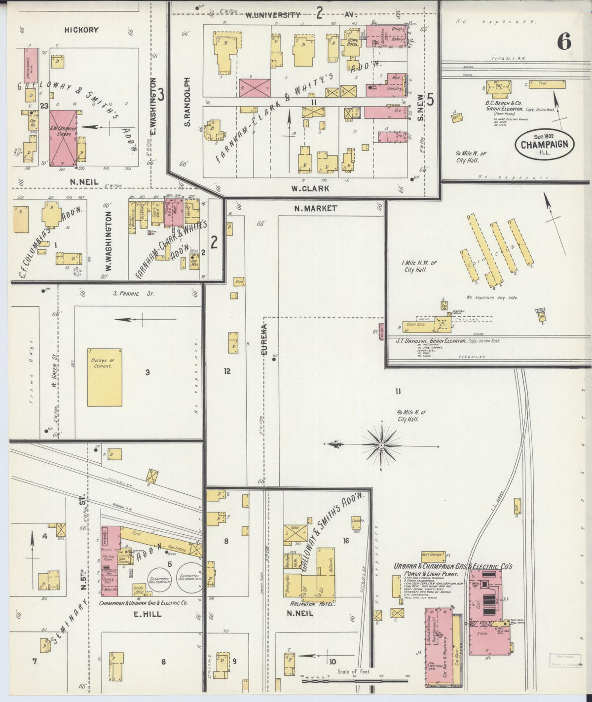 Sanborn Fire Insurance Map from Champaign, Champaign County, Illinois (1902), Sheet #0006 - Complete Map Set gallery image, historic Sanborn map, vintage wall art, Illinois Illinois