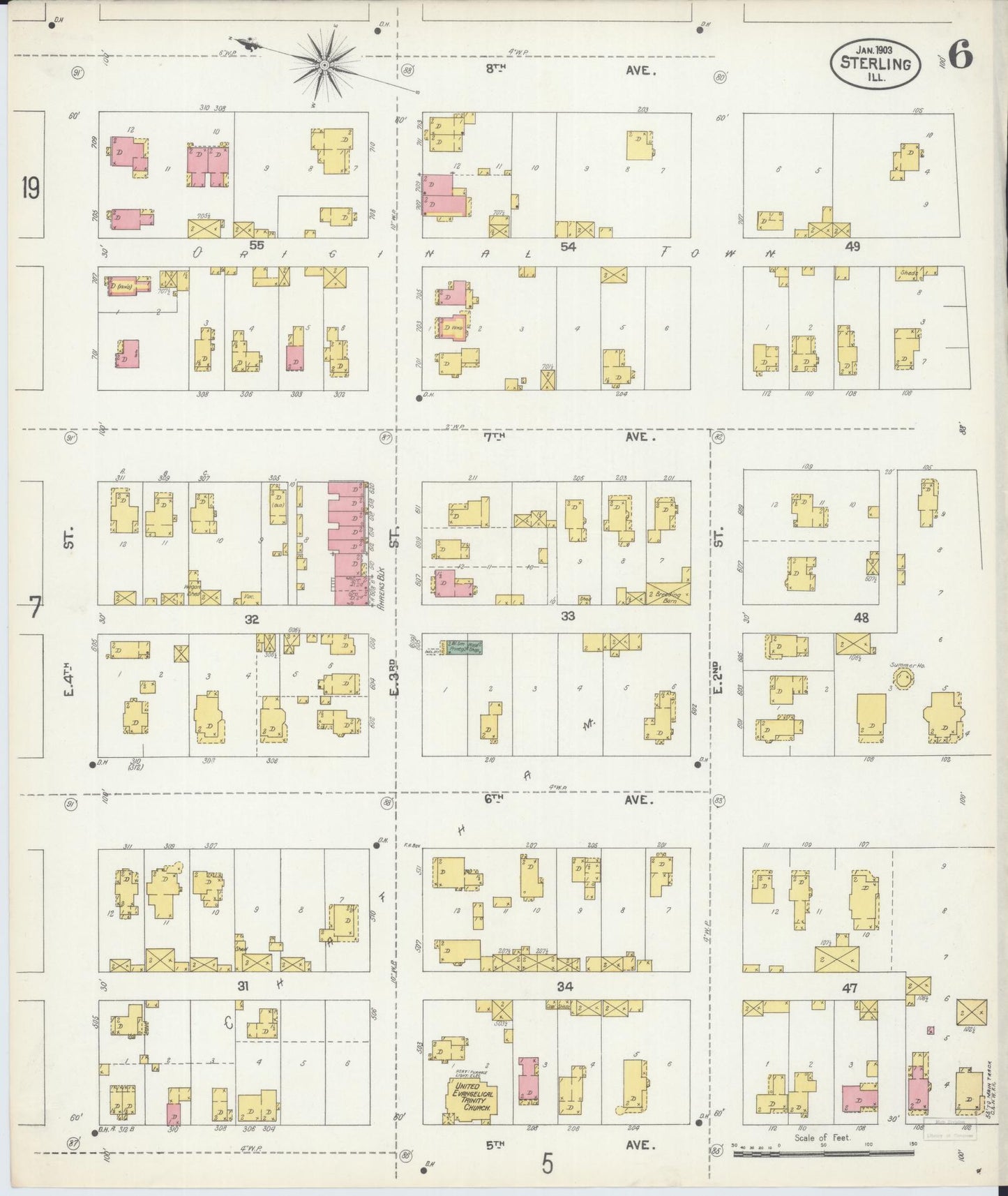 Sanborn Fire Insurance Map from Sterling, Whiteside County, Illinois (1903), Sheet #0006 - Complete Map Set gallery image, historic Sanborn map, vintage wall art, Illinois Illinois