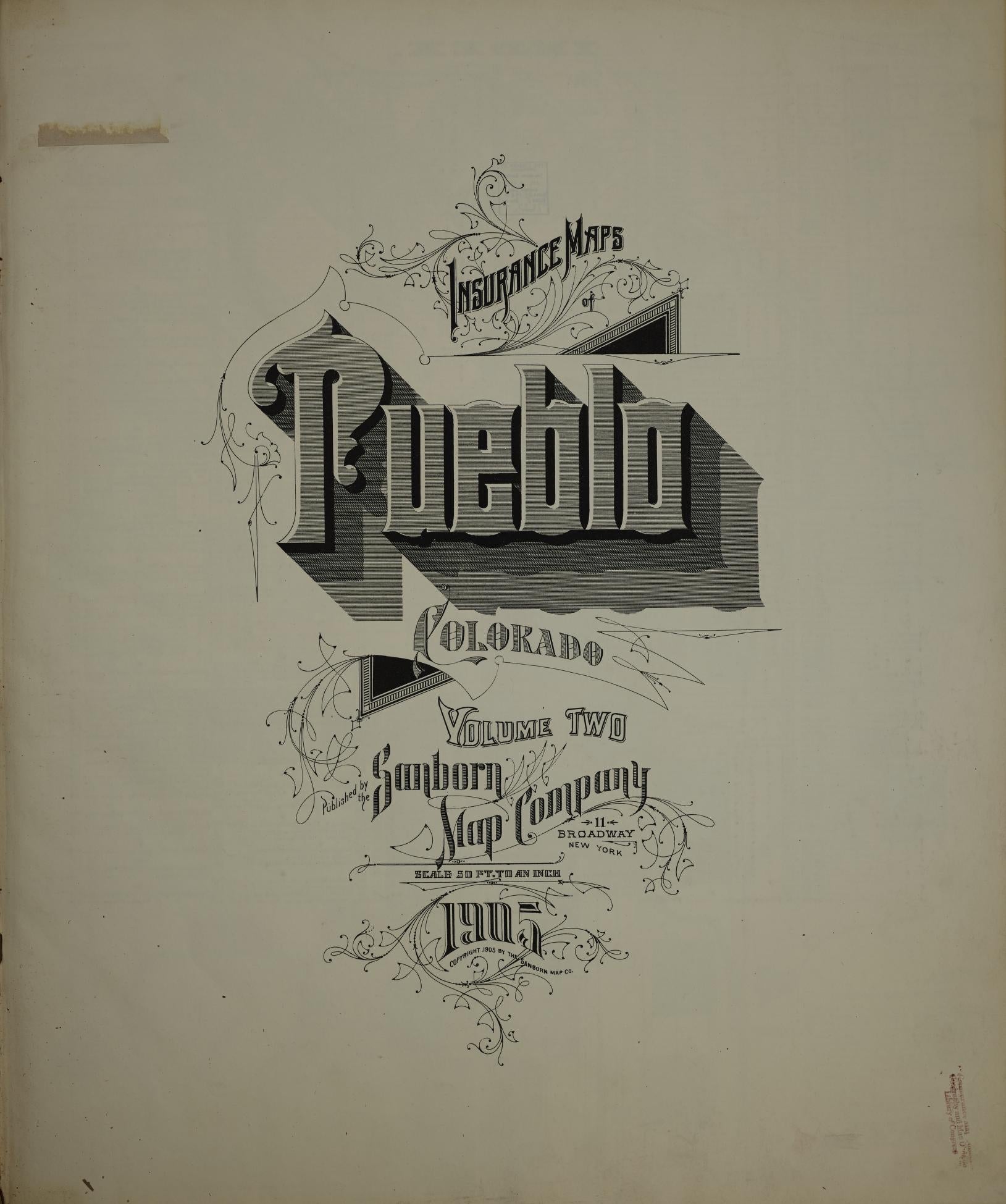 Sanborn Fire Insurance Map from Pueblo, Pueblo County, Colorado (1905), Sheet #0001 - Historic Sanborn Fire Insurance Map Print, vintage old map wall art, antique decor, genealogy gift, Colorado Colorado map