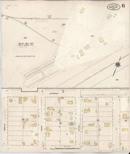 Sanborn Fire Insurance Map from Buckley, Pierce County, Washington (1933), Sheet #0006 - Complete Map Set gallery image, historic Sanborn map, vintage wall art, Washington Washington