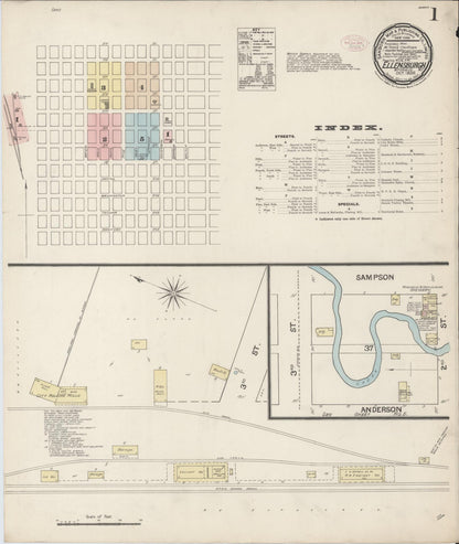 Sanborn Fire Insurance Map from Ellensburg, Kittitas County, Washington (1888), Sheet #0001 - Complete Map Set gallery image, historic Sanborn map, vintage wall art, Washington Washington