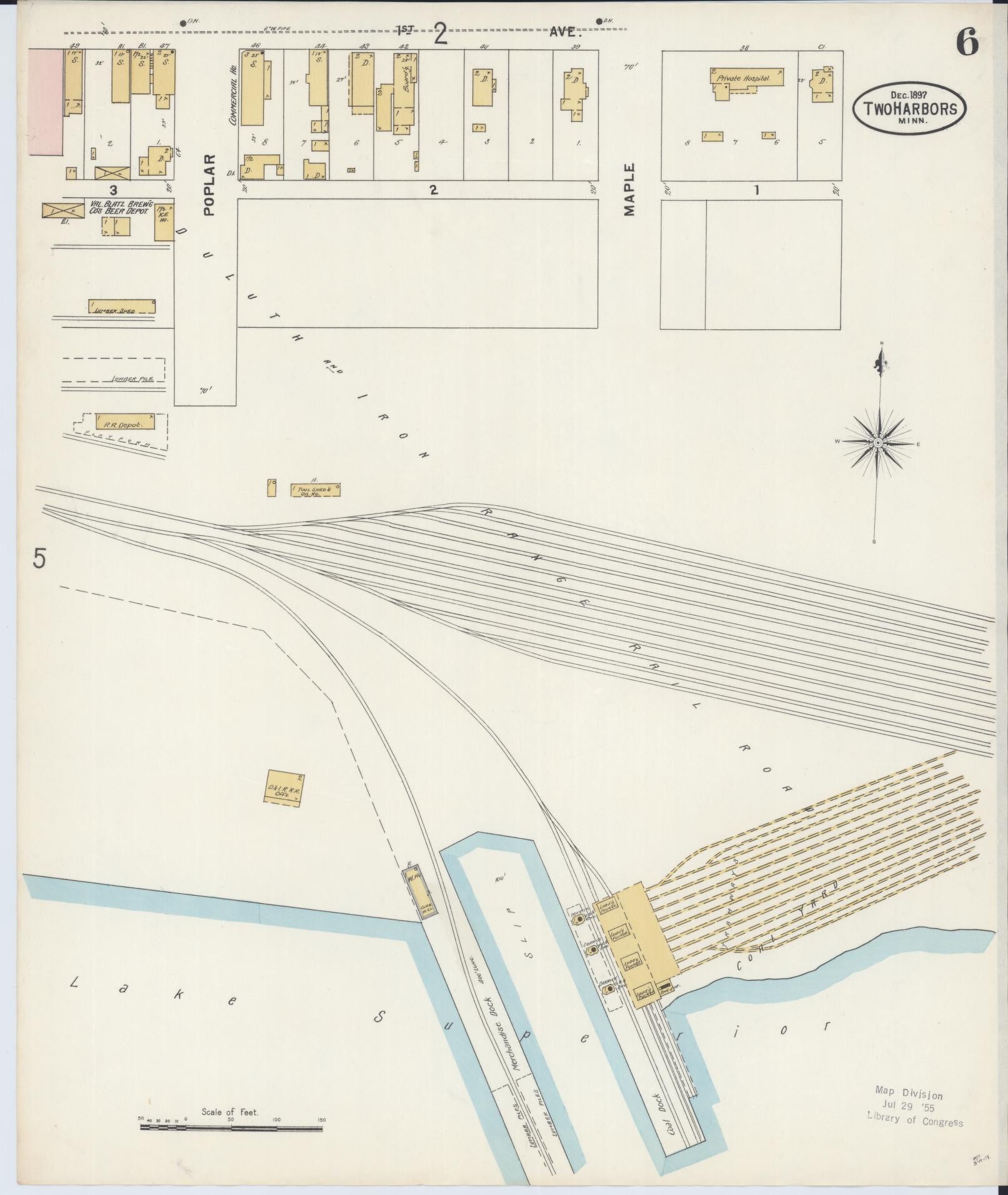 Sanborn Fire Insurance Map from Two Harbors, Lake County, Minnesota (1897), Sheet #0006 - Complete Map Set gallery image, historic Sanborn map, vintage wall art, Minnesota Minnesota