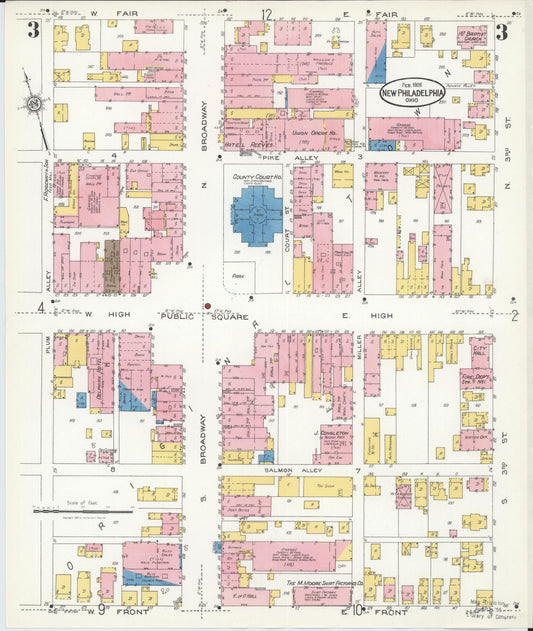 Sanborn Fire Insurance Map from New Philadelphia, Tuscarawas County, Ohio (1926), Sheet #0003 - Historic Sanborn Fire Insurance Map Print, vintage old map wall art, antique decor, genealogy gift, Ohio Ohio map