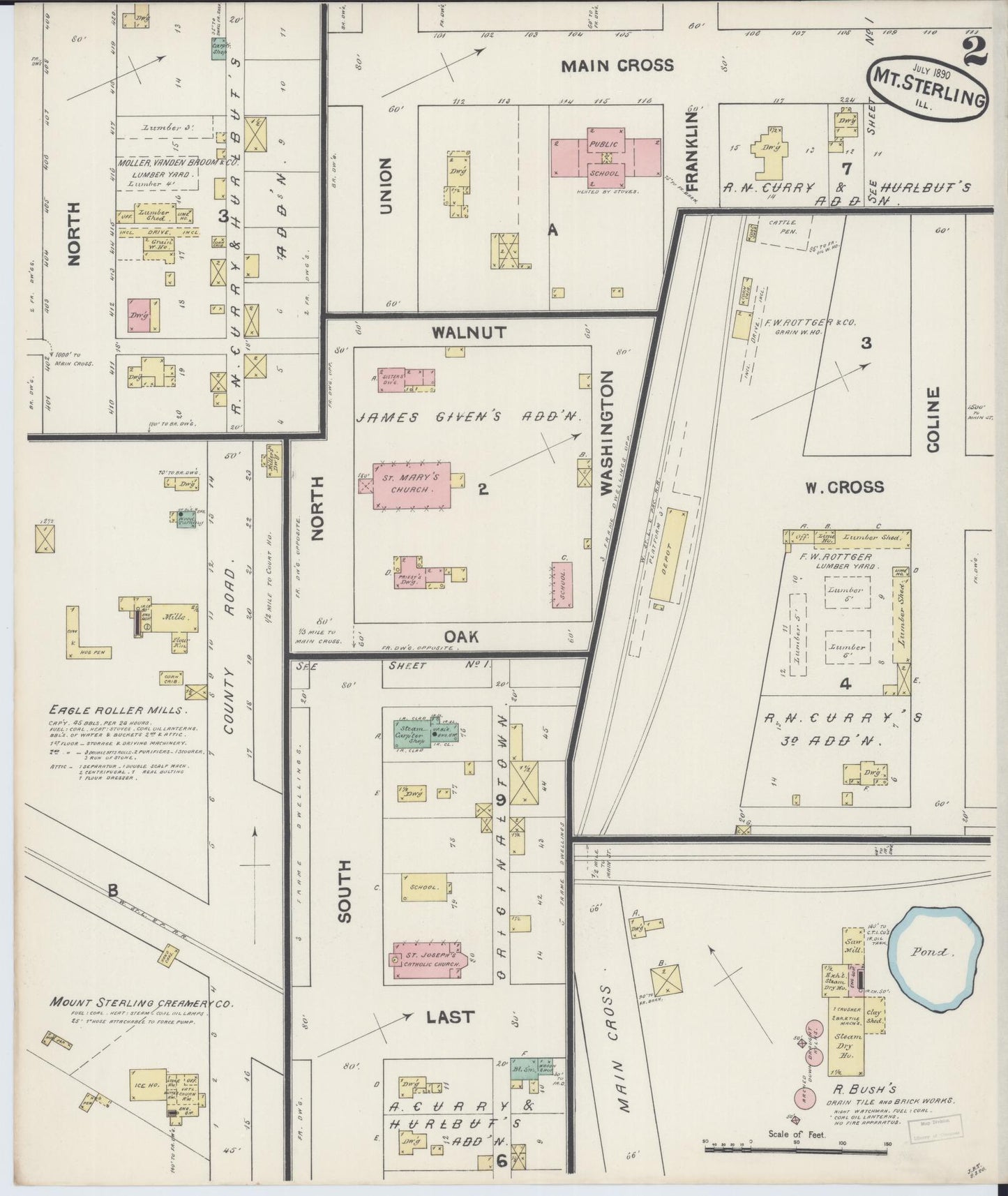 Sanborn Fire Insurance Map from Mount Sterling, Brown County, Illinois (1890), Sheet #0002 - Complete Map Set gallery image, historic Sanborn map, vintage wall art, Illinois Illinois