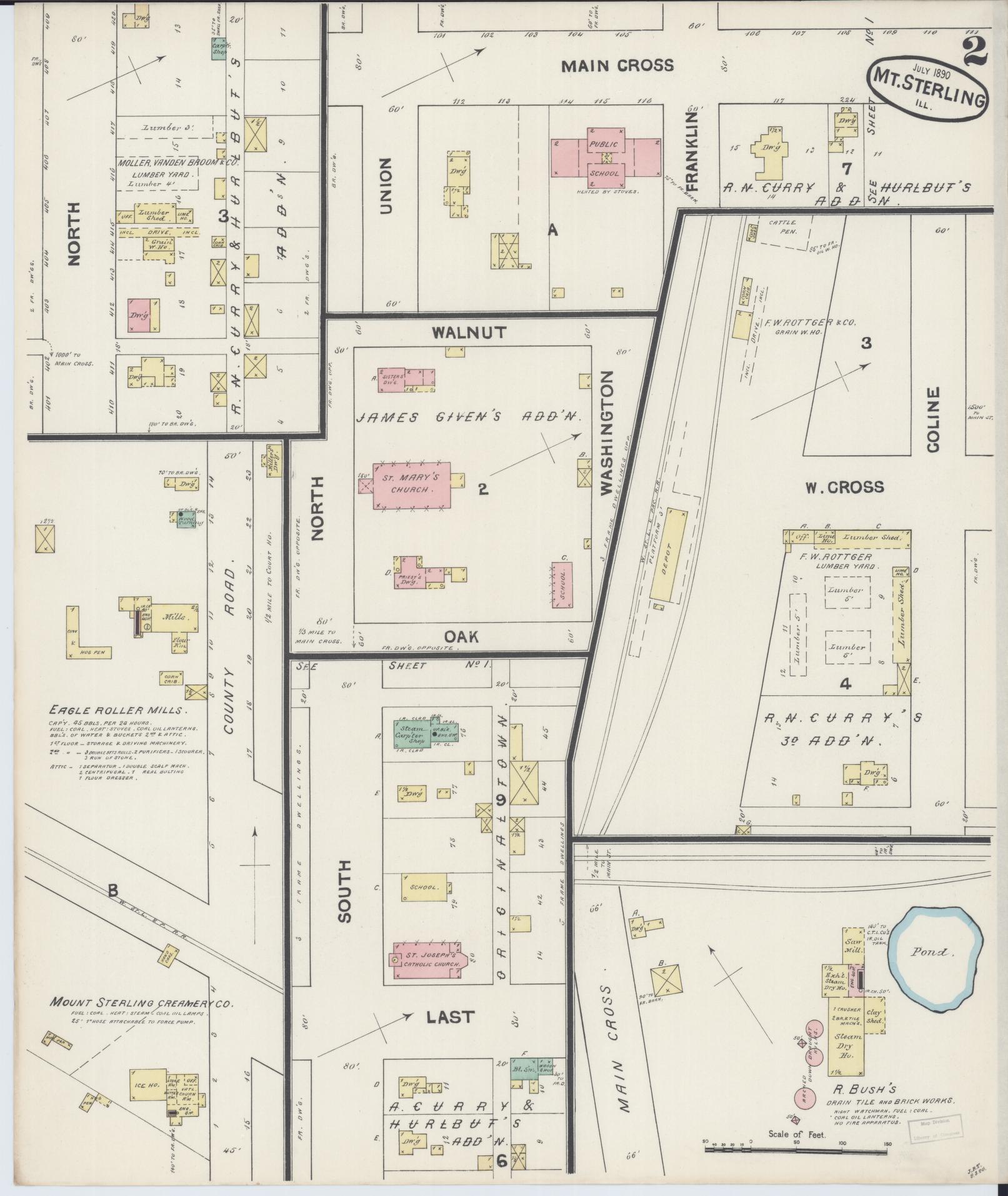 Sanborn Fire Insurance Map from Mount Sterling, Brown County, Illinois (1890), Sheet #0002 - Complete Map Set gallery image, historic Sanborn map, vintage wall art, Illinois Illinois