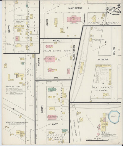 Sanborn Fire Insurance Map from Mount Sterling, Brown County, Illinois (1890), Sheet #0002 - Complete Map Set gallery image, historic Sanborn map, vintage wall art, Illinois Illinois