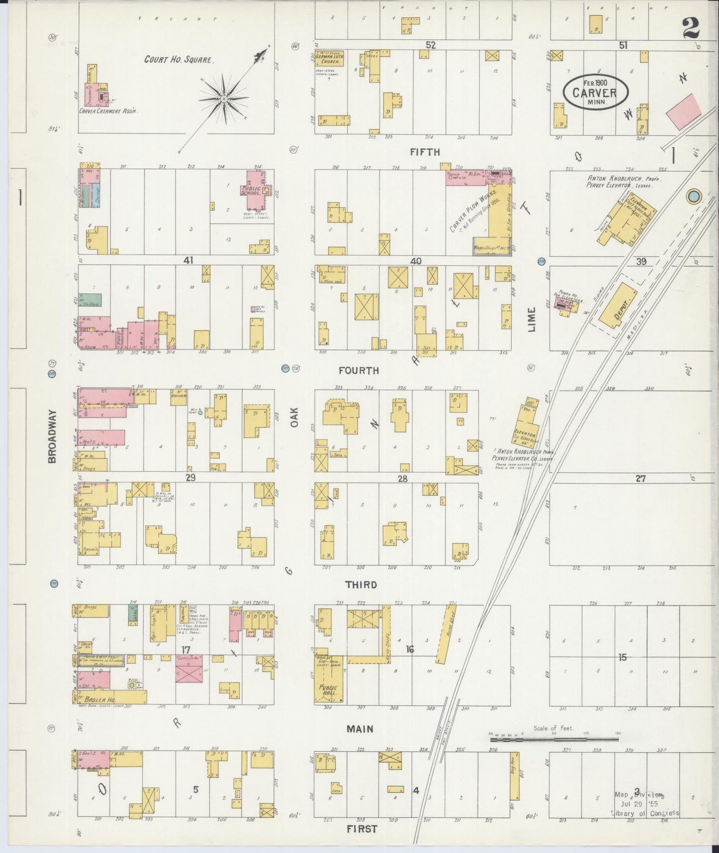 Sanborn Fire Insurance Map from Carver, Carver County, Minnesota (1900), Sheet #0002 - Complete Map Set gallery image, historic Sanborn map, vintage wall art, Minnesota Minnesota