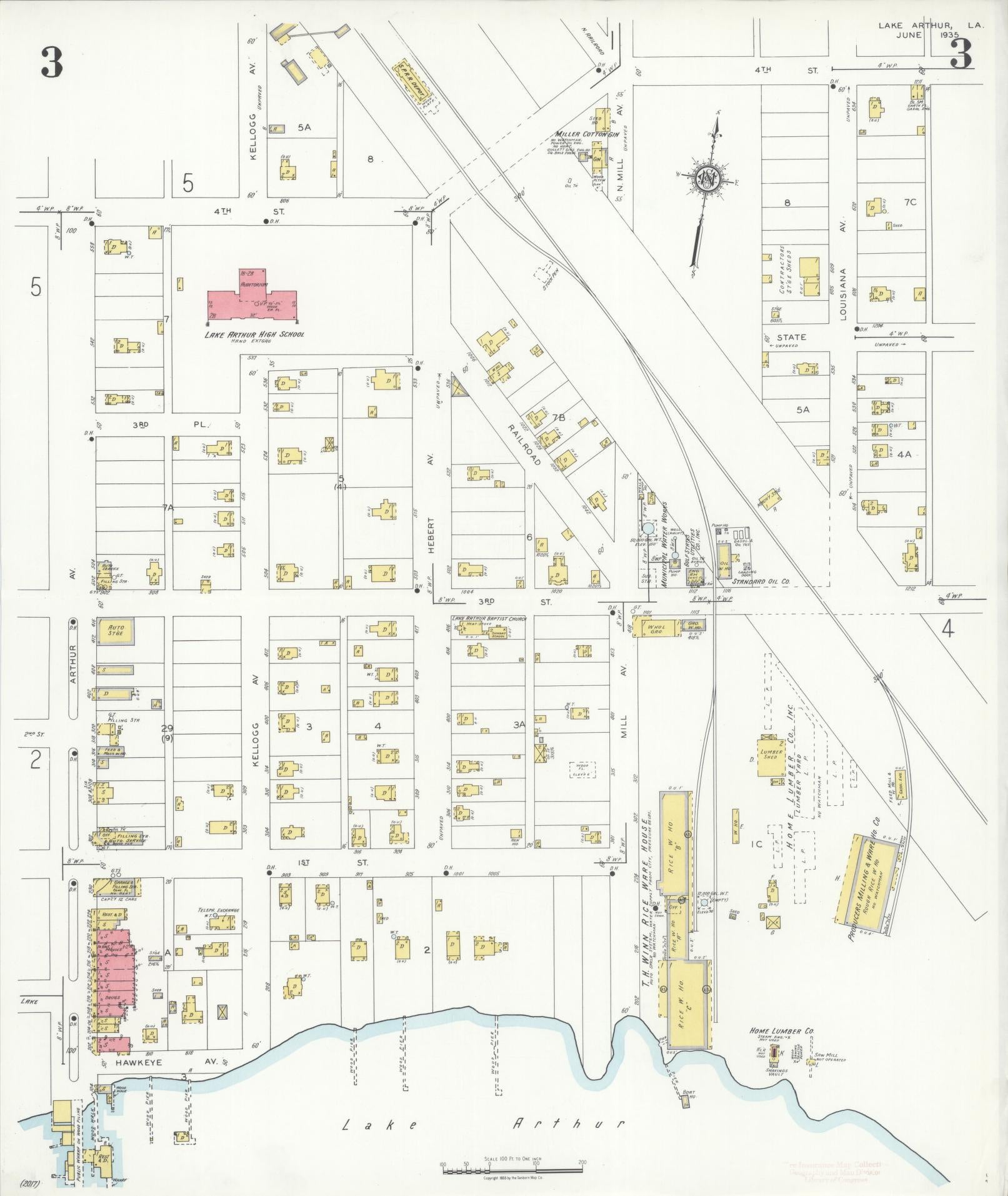 Sanborn Fire Insurance Map from Lake Arthur, Jefferson Davis Parish, Louisiana (1935), Sheet #0003 - Complete Map Set gallery image, historic Sanborn map, vintage wall art, Louisiana Louisiana