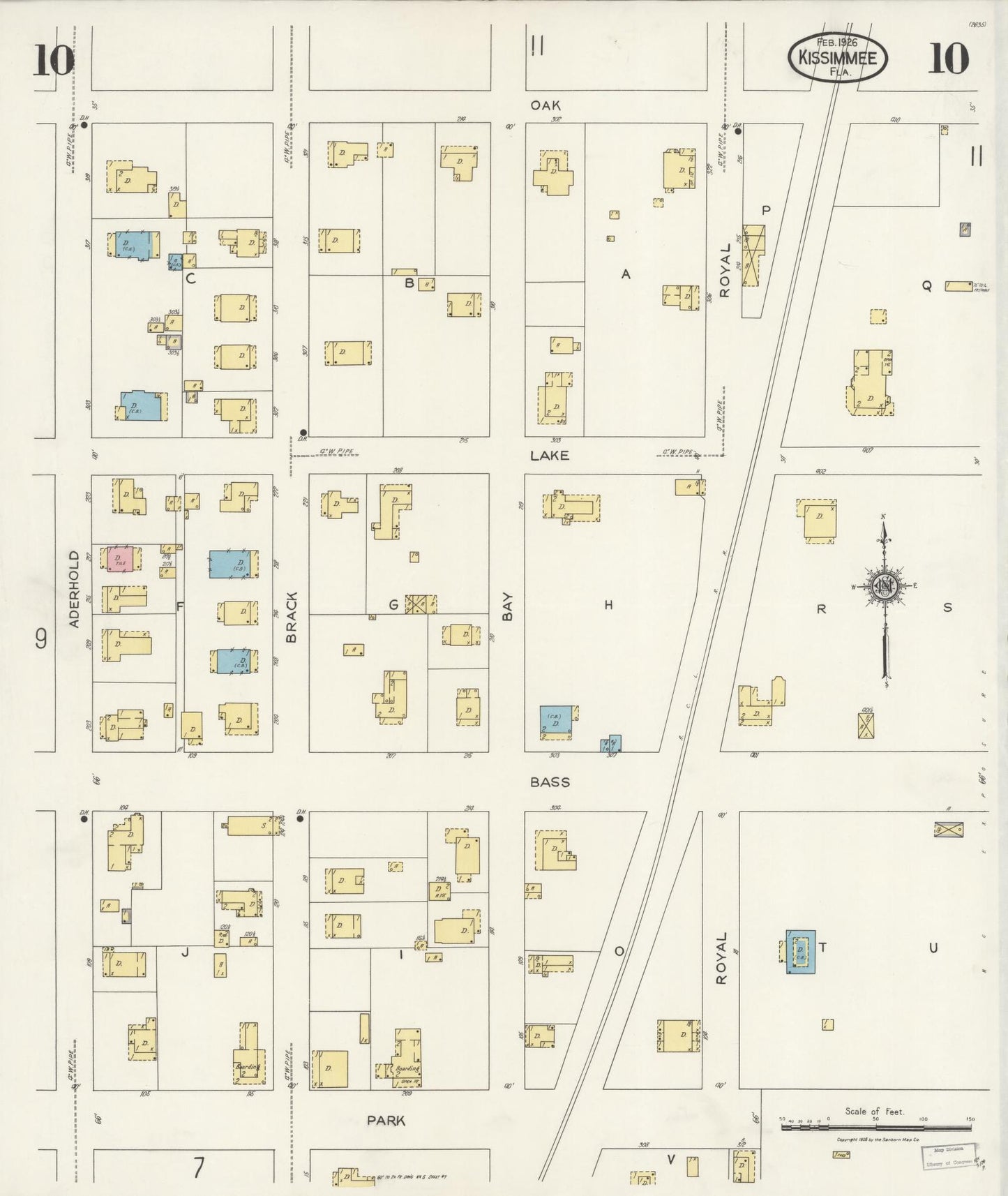Sanborn Fire Insurance Map from Kissimmee, Osceola County, Florida (1926), Sheet #0010 - Complete Map Set gallery image, historic Sanborn map, vintage wall art, Florida Florida