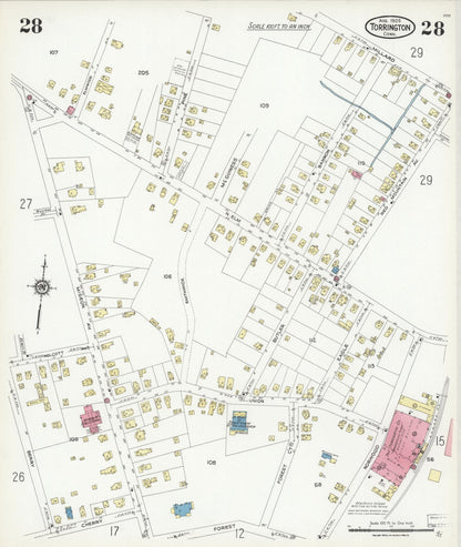 Sanborn Fire Insurance Map from Torrington, Litchfield County, Connecticut (1924), Sheet #0028 - Complete Map Set gallery image, historic Sanborn map, vintage wall art, Connecticut Connecticut