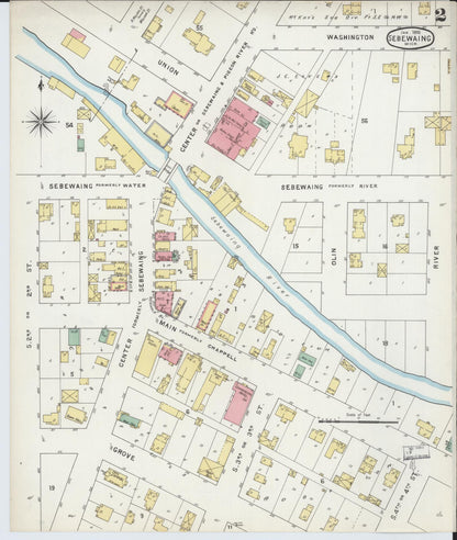Sanborn Fire Insurance Map from Sebewaing, Huron County, Michigan (1895), Sheet #0002 - Complete Map Set gallery image, historic Sanborn map, vintage wall art, Michigan Michigan