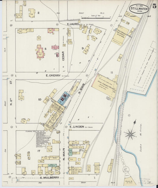 Sanborn Fire Insurance Map from Stillwater, Washington County, Minnesota (1888), Sheet #0005 - Historic Sanborn Fire Insurance Map Print, vintage old map wall art, antique decor, genealogy gift, Minnesota Minnesota map