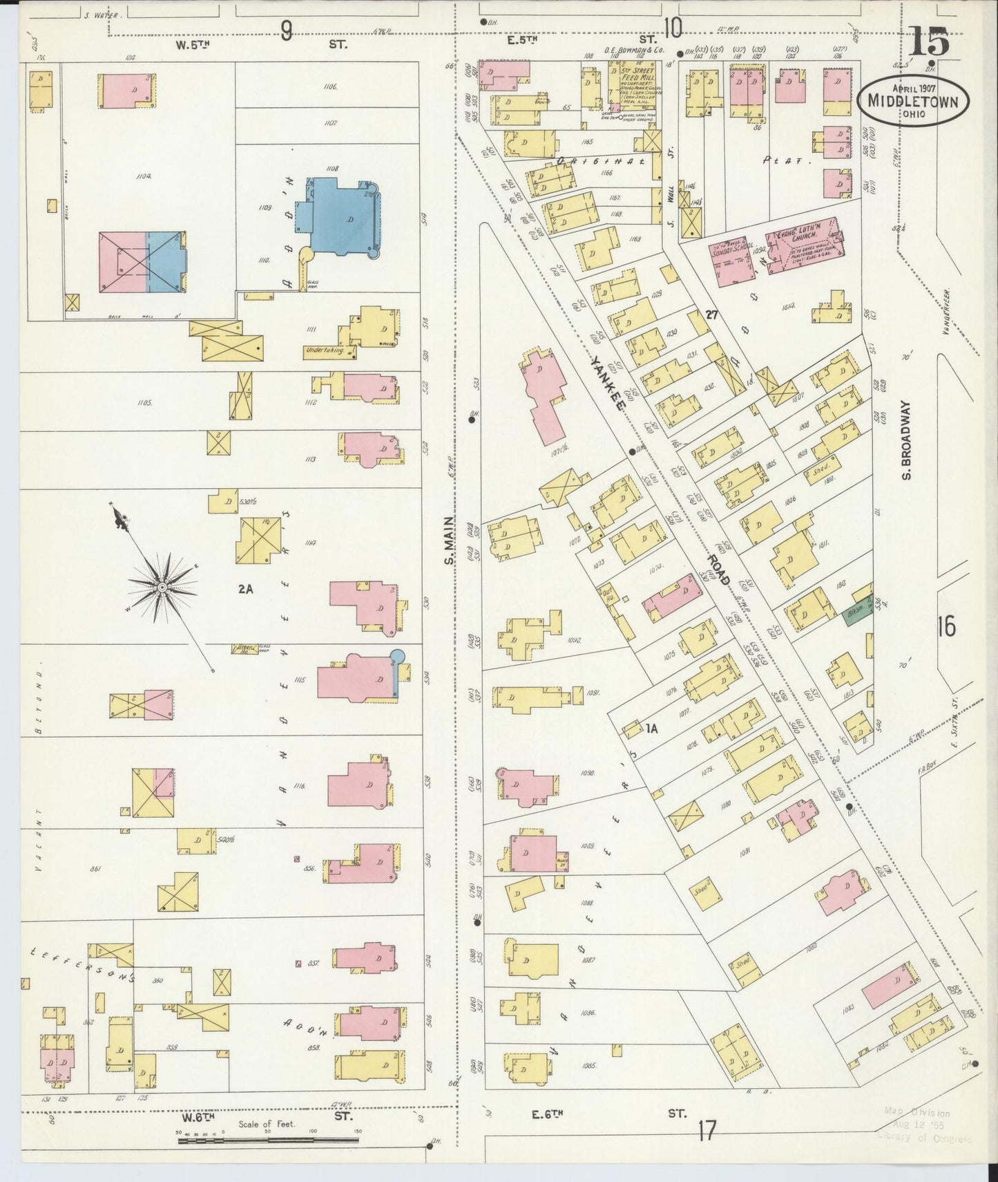 Sanborn Fire Insurance Map from Middletown, Butler County, Ohio (1907), Sheet #0015 - Complete Map Set gallery image, historic Sanborn map, vintage wall art, Ohio Ohio