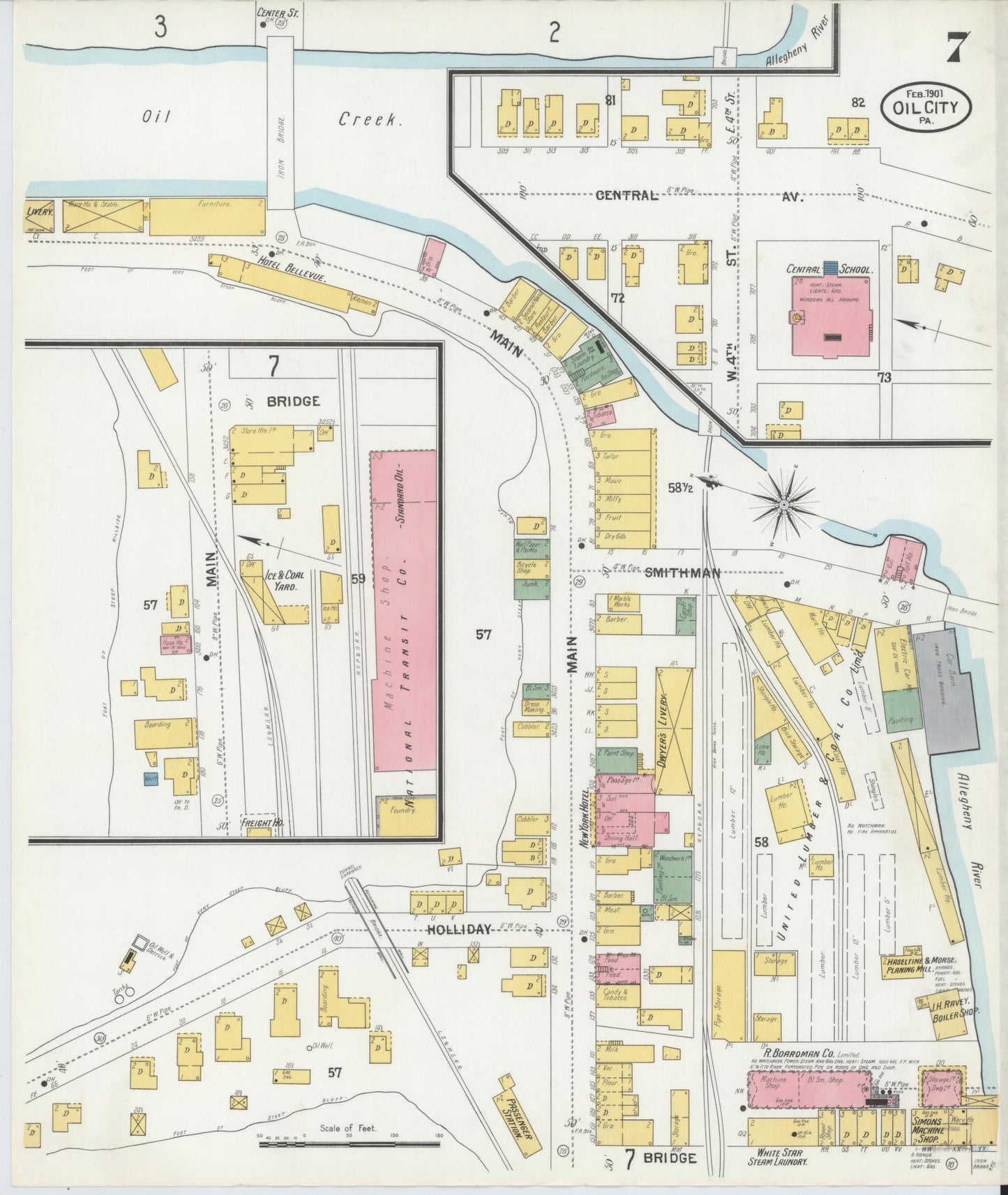 Sanborn Fire Insurance Map from Oil City, Venango County, Pennsylvania (1901), Sheet #0007 - Complete Map Set gallery image, historic Sanborn map, vintage wall art, Pennsylvania Pennsylvania