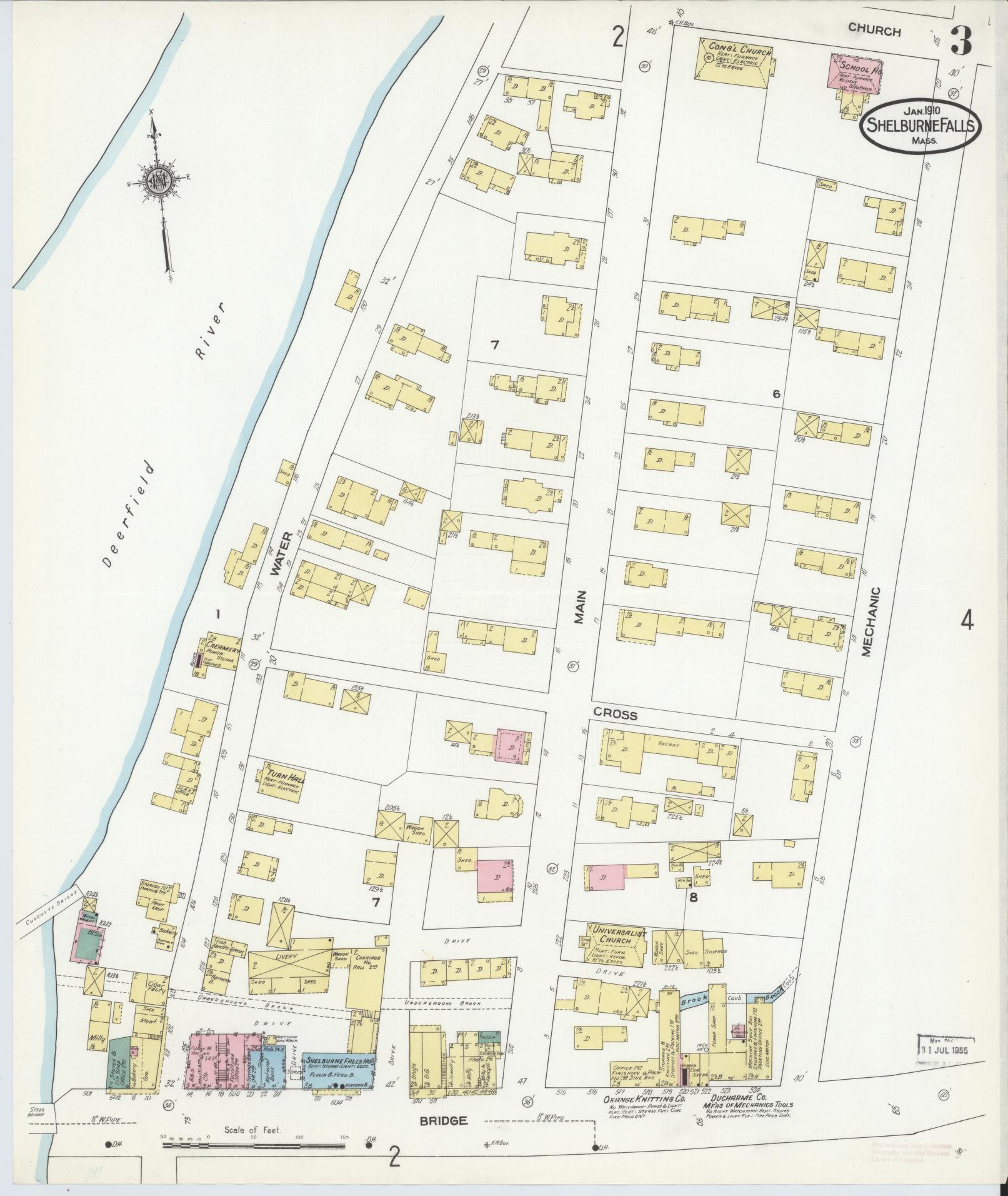Sanborn Fire Insurance Map from Shelburne Falls, Franklin County, Massachusetts (1910), Sheet #0003 - Complete Map Set gallery image, historic Sanborn map, vintage wall art, Massachusetts Massachusetts