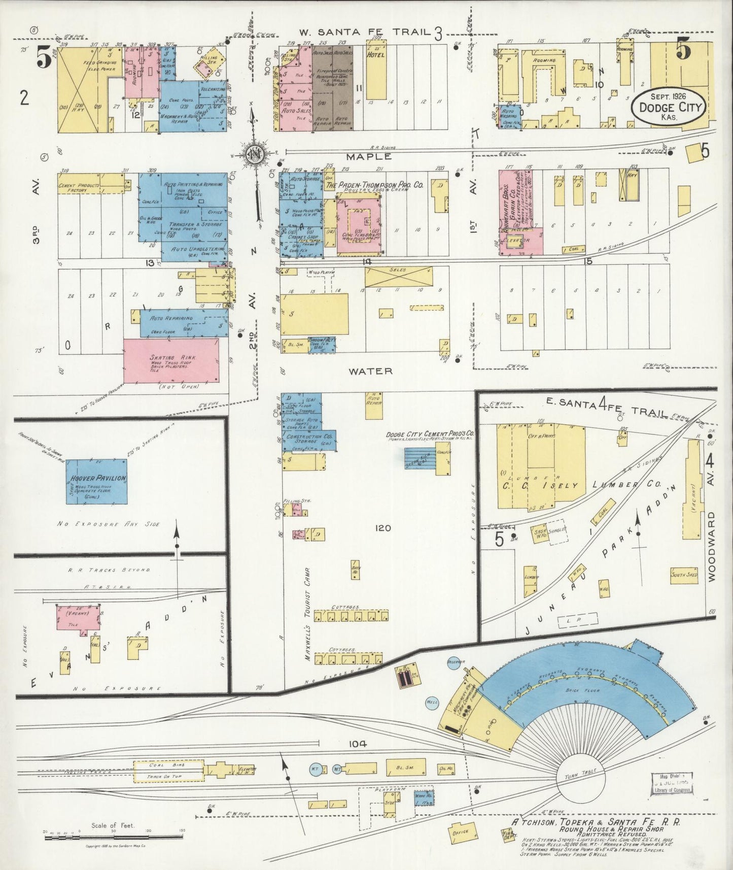 Sanborn Fire Insurance Map from Dodge City, Ford County, Kansas (1926), Sheet #0005 - Historic Sanborn Fire Insurance Map Print, vintage old map wall art, antique decor, genealogy gift, Kansas Kansas map