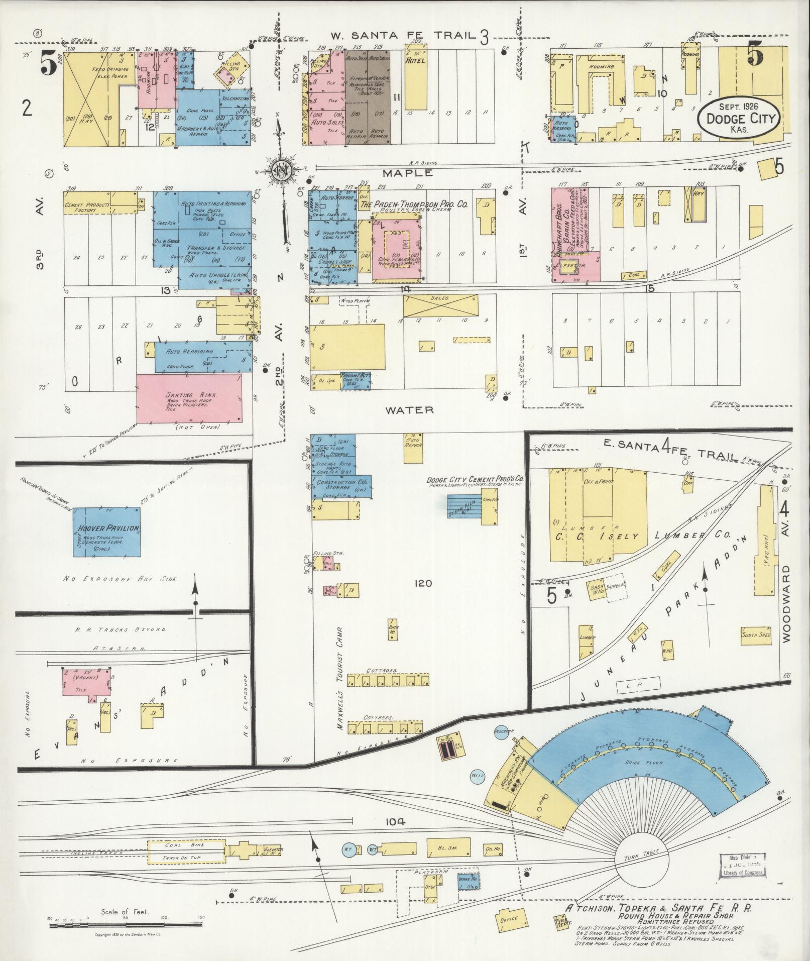Sanborn Fire Insurance Map from Dodge City, Ford County, Kansas (1926), Sheet #0005 - Historic Sanborn Fire Insurance Map Print, vintage old map wall art, antique decor, genealogy gift, Kansas Kansas map