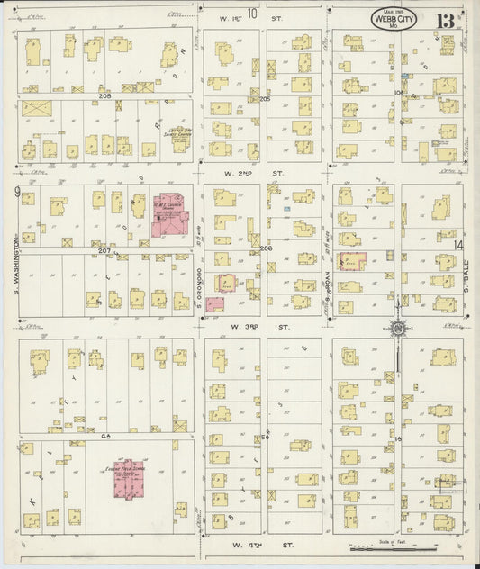 Sanborn Fire Insurance Map from Webb City, Jasper County, Missouri (1915), Sheet #0013 - Historic Sanborn Fire Insurance Map Print, vintage old map wall art, antique decor, genealogy gift, Missouri Missouri map