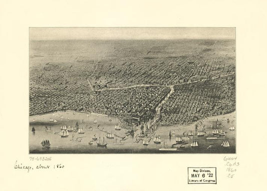 [Chicago. (1860) – Historic Bird’s-Eye View Panorama Print