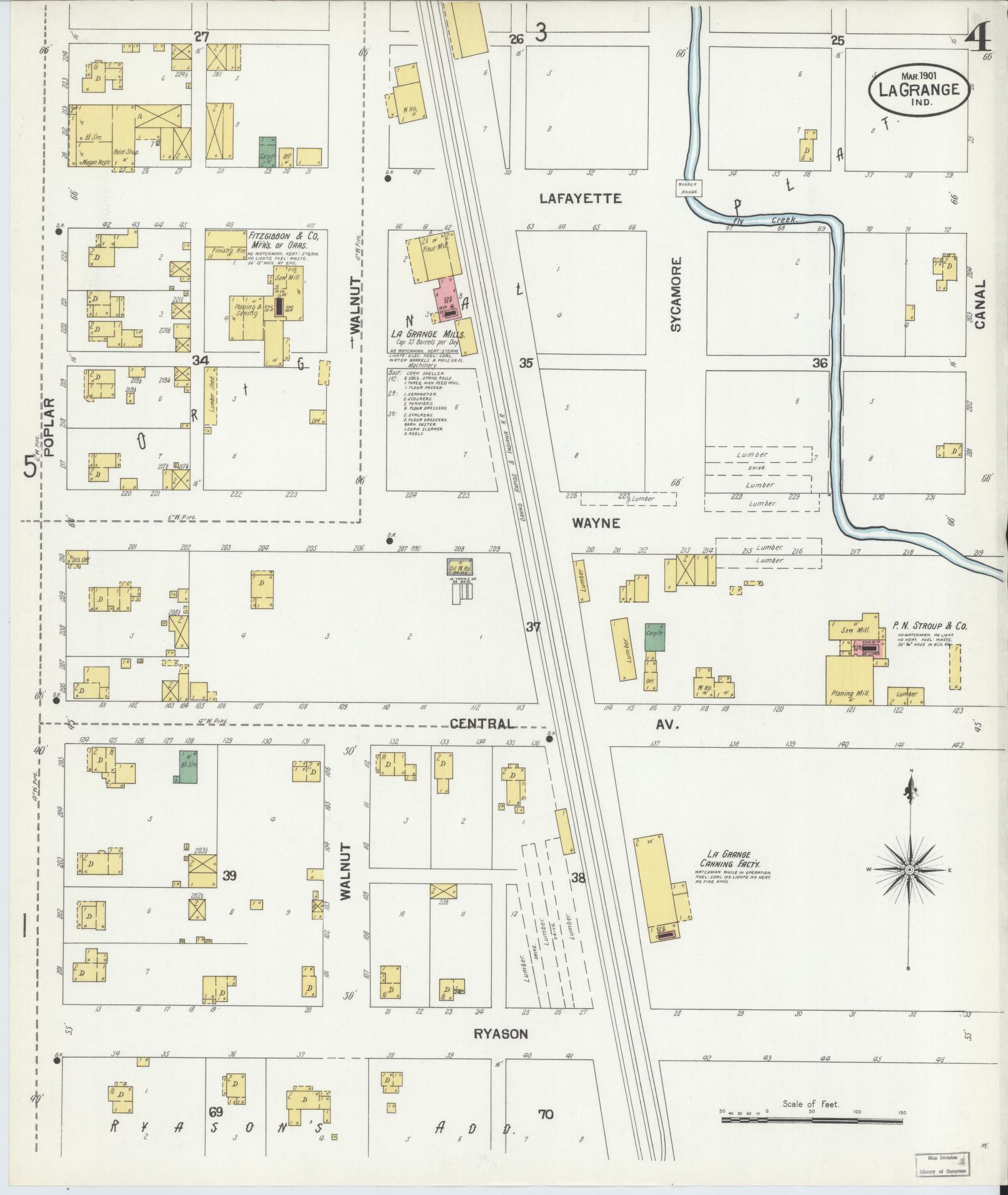 Sanborn Fire Insurance Map from Lagrange, LaGrange County, Indiana (1901), Sheet #0004 - Historic Sanborn Fire Insurance Map Print, vintage old map wall art, antique decor, genealogy gift, Indiana Indiana map