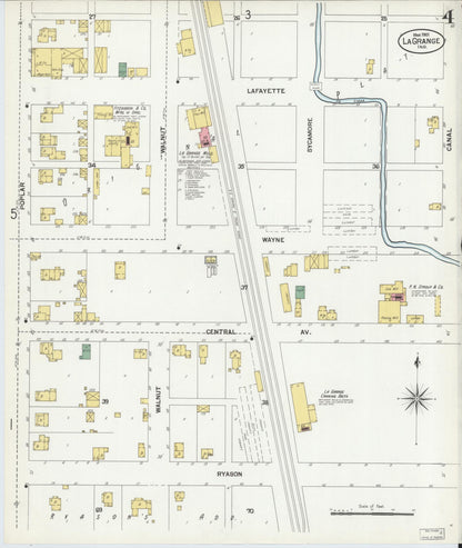 Sanborn Fire Insurance Map from Lagrange, LaGrange County, Indiana (1901), Sheet #0004 - Historic Sanborn Fire Insurance Map Print, vintage old map wall art, antique decor, genealogy gift, Indiana Indiana map