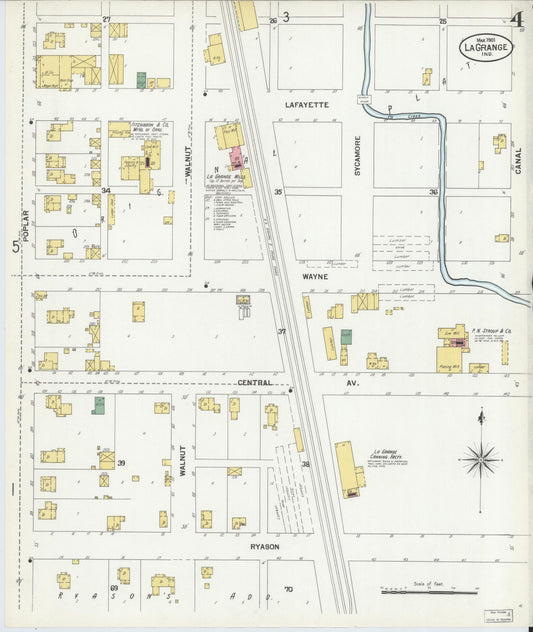 Sanborn Fire Insurance Map from Lagrange, LaGrange County, Indiana (1901), Sheet #0004 - Historic Sanborn Fire Insurance Map Print, vintage old map wall art, antique decor, genealogy gift, Indiana Indiana map