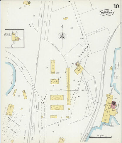 Sanborn Fire Insurance Map from Menomonie, Dunn County, Wisconsin (1902), Sheet #0010 - Historic Sanborn Fire Insurance Map Print, vintage old map wall art, antique decor, genealogy gift, Wisconsin Wisconsin map