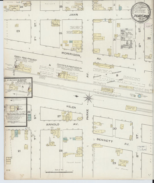 Sanborn Fire Insurance Map from Portland, Traill County, North Dakota (1886), Sheet #0001 - Historic Sanborn Fire Insurance Map Print, vintage old map wall art, antique decor, genealogy gift, North Dakota North Dakota map