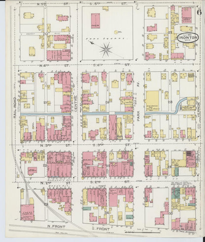 Sanborn Fire Insurance Map from Ironton, Lawrence County, Ohio (1893), Sheet #0006 - Historic Sanborn Fire Insurance Map Print, vintage old map wall art, antique decor, genealogy gift, Ohio Ohio map
