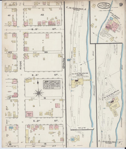 Sanborn Fire Insurance Map from Alton, Madison County, Illinois (1885), Sheet #0009 - Complete Map Set gallery image, historic Sanborn map, vintage wall art, Illinois Illinois
