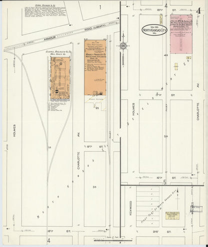 Sanborn Fire Insurance Map from North Kansas City, Clay County, Missouri (1914), Sheet #0004 - Complete Map Set gallery image, historic Sanborn map, vintage wall art, Kansas Kansas